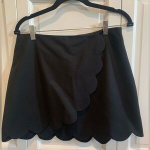 Elegant Black Scalloped Mini Skirt
